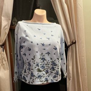 Takeout Light Blue Floral Women's Blouse